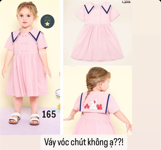 Mollimelli Đầm hồng viền xanh