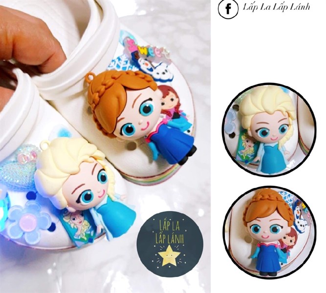 Crocs Jibbitz 2 charms Lớn Elsa Anna 8 charms Nhỏ random