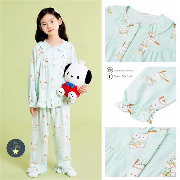 Spaokids Set pyjama Pochacco dài tay cổ bèo size 130