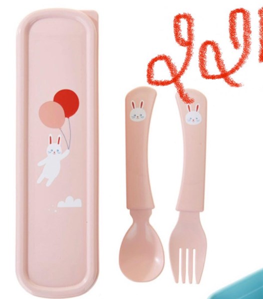 Modern House Set Muỗng Nĩa Kèm Hộp Hồng Thỏ Bay