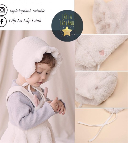 Happy Prince Nón lông mũ buộc trắng thêu tim hồng