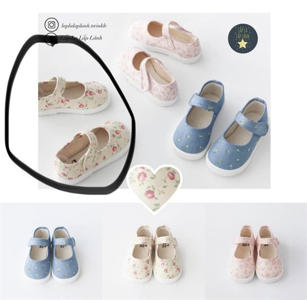 Petitshoe Giày beige hoa size 140