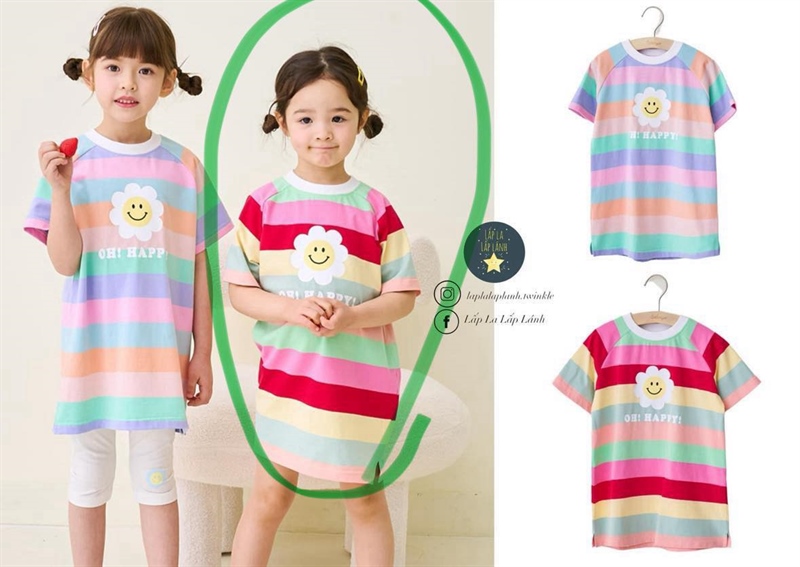 Bebezoo Đầm sọc đỏ size 110