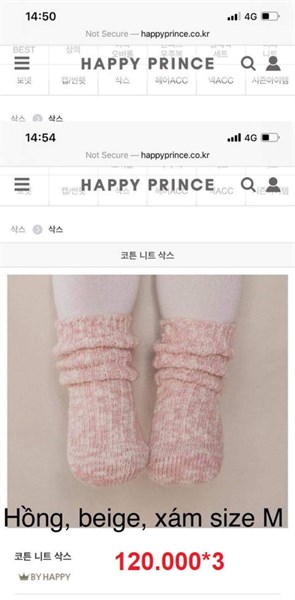 Happy Prince Vớ hồng, beige, xám size M