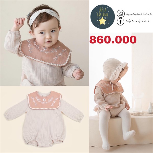 Happy Prince Romper Yếm Hoa Lá Hồng Đất