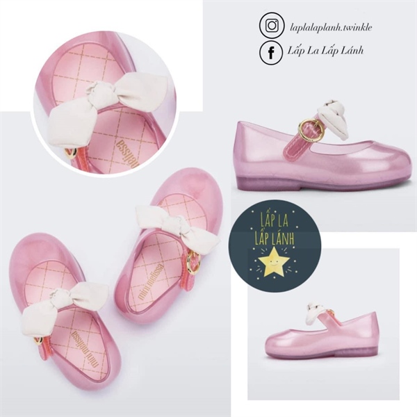 Minimelissa Giày Búp Bê Hồng Nơ Trắng