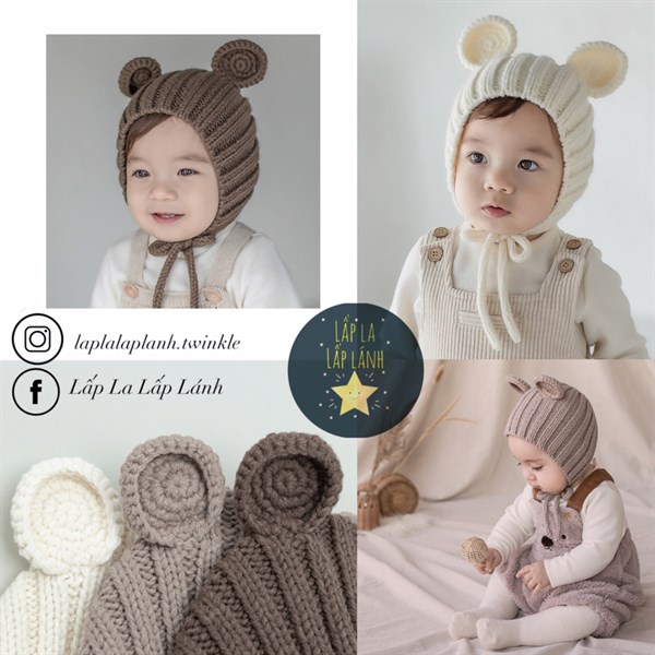 Happy Prince Nón len dây buộc tai Gấu Nâu đậm