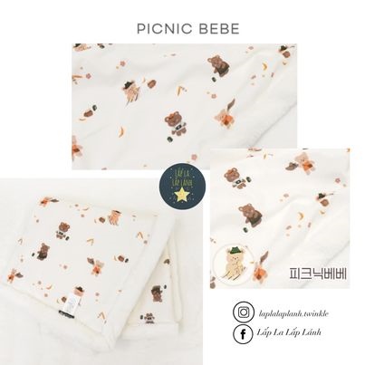 Bebenuvo Chăn lông Picnic bebe size 100x140cm