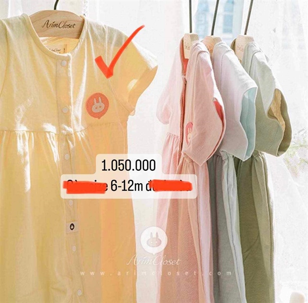 Arimcloset Bodysuit logo thỏ màu Vàng size 6-12m (XS)