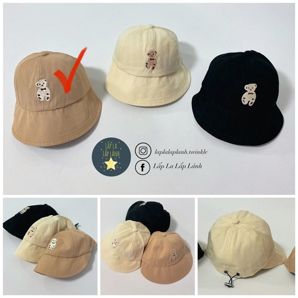 Rangubebe Nón cói thêu gấu Nâu