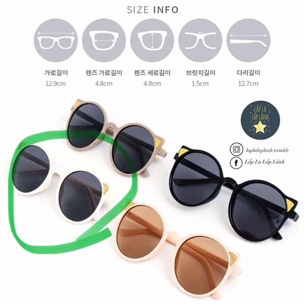 Bayb Kính mát tai mèo Gọng tròn Trắng