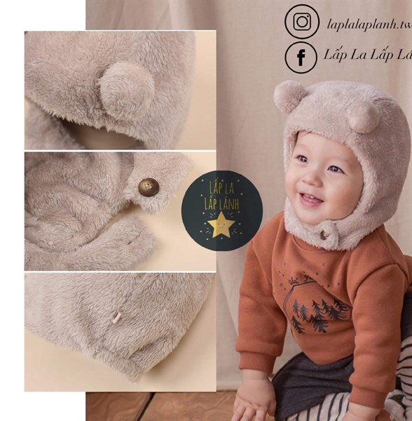 Happy Prince Nón lông bao đầu cục bông Xám