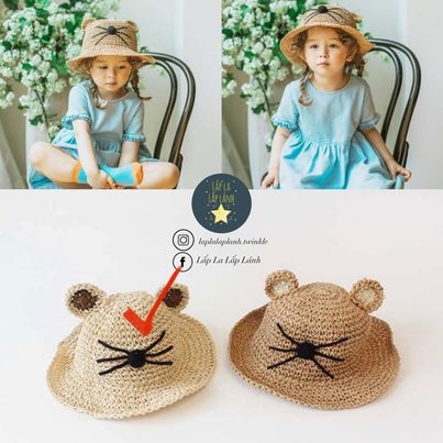 Chennybongbong Nón cói gấu ivory