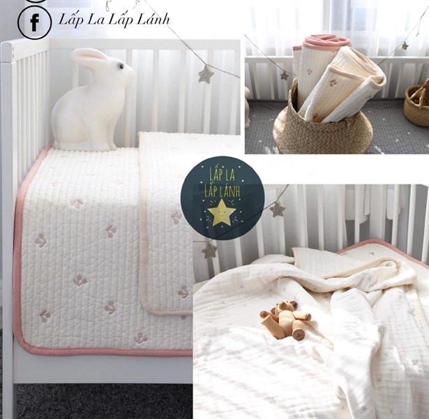 Adorn at home Tấm lót họa tiết Cherry hồng nền trắng viền hồng 90x130cm