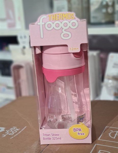 Foogo Bình nước ống hút thẳng Hồng