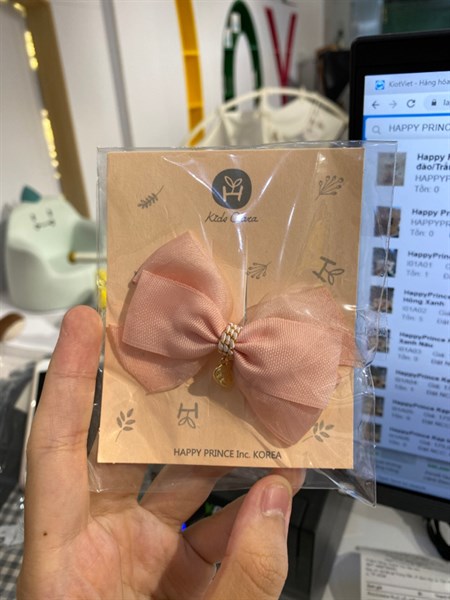 Happy Prince Kẹp tóc nơ hồng + lắc tim vàng