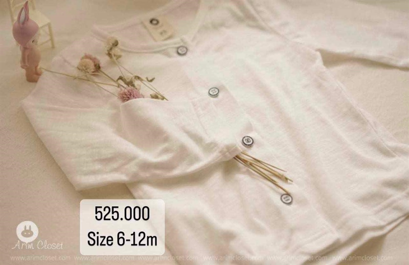 Arimcloset Áo cardigan màu Trắng size 6-12m (XS)