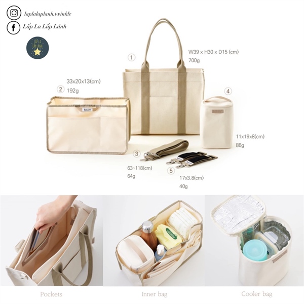 Bebefit Túi Bỉm Ivory Fullset