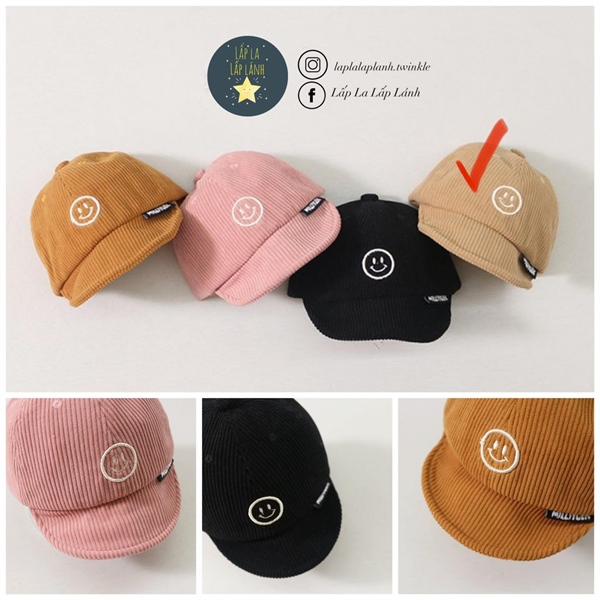 Rangubebe Nón lưỡi trai mặt cười Beige