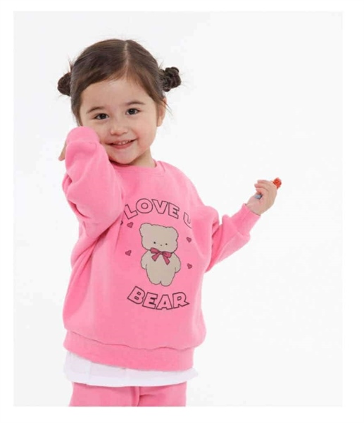 Kidscomo Đồ bộ Gấu trên nền hồng vải nỉ size 9 size 5-6 y