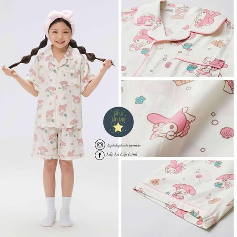 Spaokids Pyjama SPPPF25KU1 tay ngắn cổ V Melody size 120