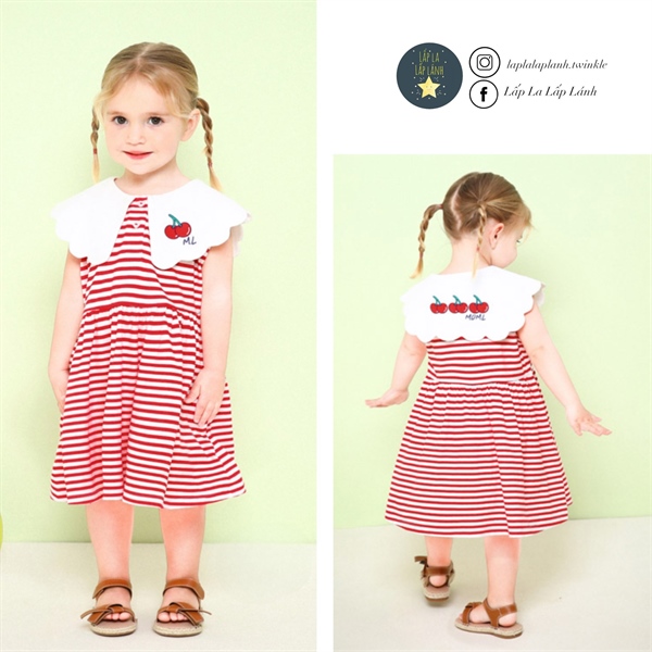 Mollimelli Đầm sọc đỏ cherry