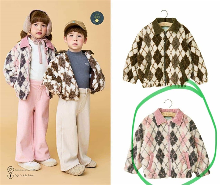 Bebezoo Áo khoác Caro hồng size 110