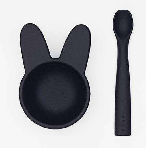 Rocou Set chén ăn và muỗng Thỏ Black