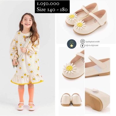 Ozkiz giày búp bê Beige hoa cúc