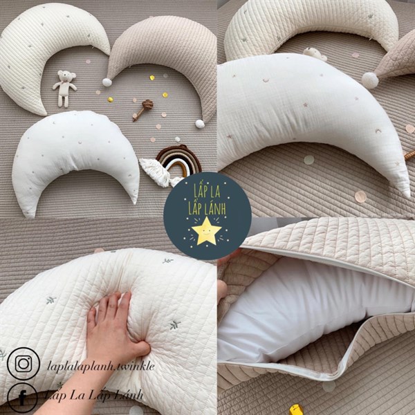 All4home Moon pillow vân sọc trắng 65x35cm
