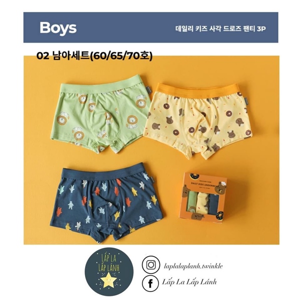 Dailylike Set quần chip Boy 2 size 60 3-4y