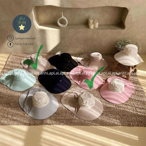 ECLL Nón rộng vành Pink vòng đầu 56-58cm