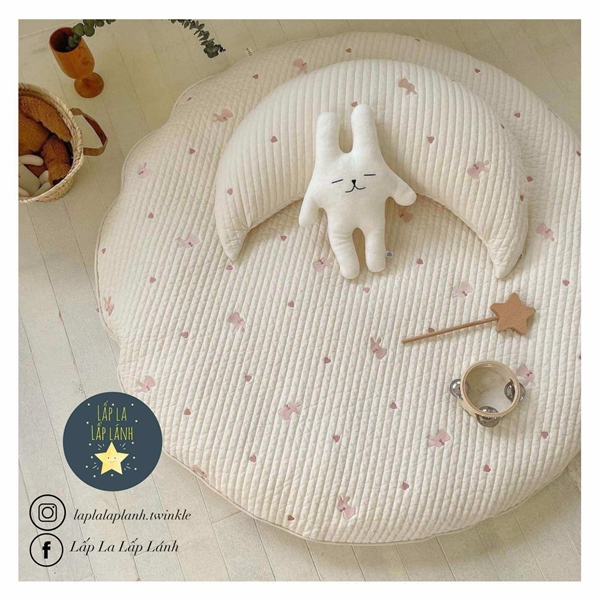 Allforhome Thảm tròn 110cm thỏ hồng