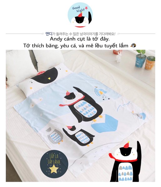 Beautehouse Set Ngủ Cánh Cụt Andy Chăn Mỏng