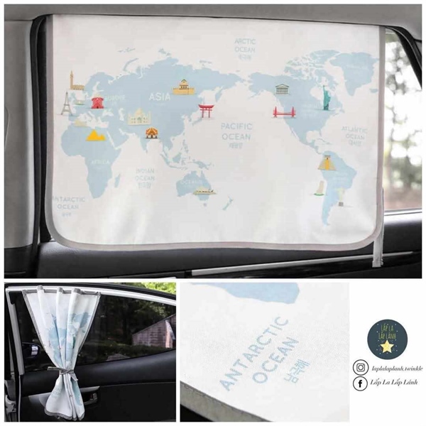 Bebedeco Rèm chắn nắng oto World map blue