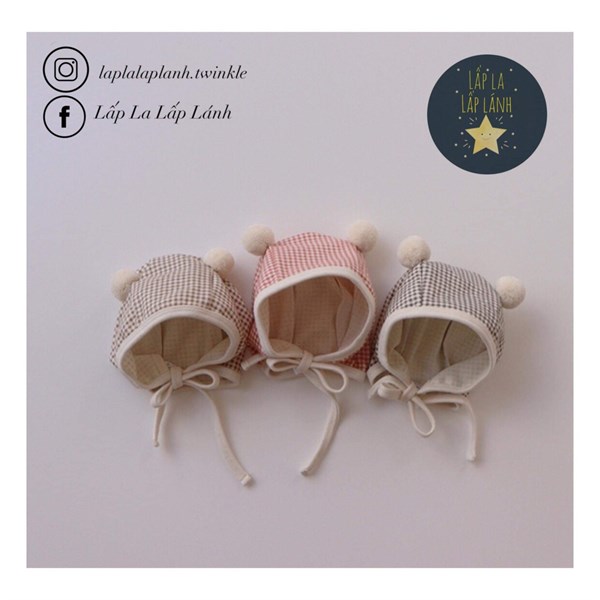 Peekaboo Mũ dây quả bông Kẻ Ô Xám Freesize đến 18m