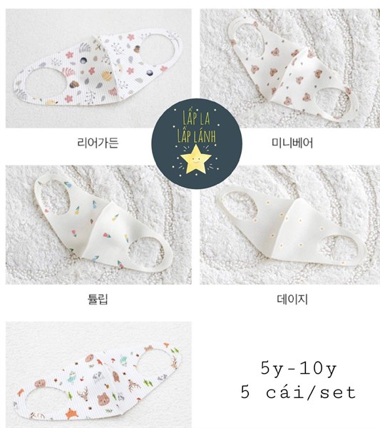 Bebenuvo Set khẩu trang 5 cái size 5-10y Mẫu 1