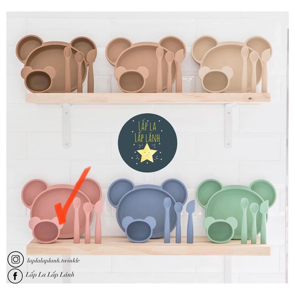 Rocou Set khay ăn Gấu Hồng