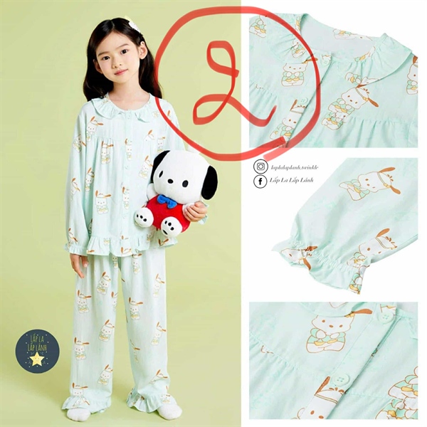 Spaokids Set pyjama Pochaco dài tay bèo size 160