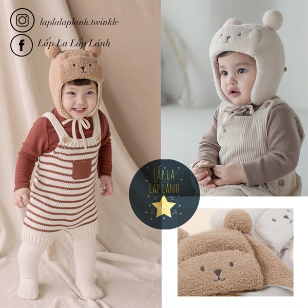 Happy Prince Nón len mặt gấu Trắng