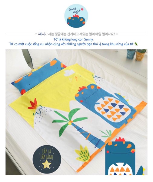Beautehouse Set Ngủ Khủng Long Con Sunny Chăn Mỏng