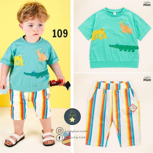 Mollimelli Đồ bộ khủng long xanh lá size 120