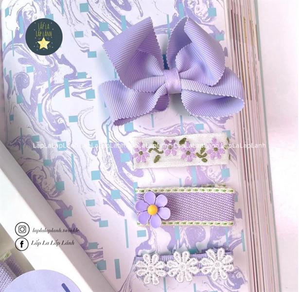 ReinaJ Set kẹp hoa tím A02