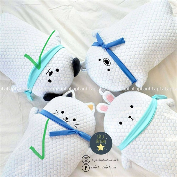 Emart Thú bông cooling Mèo trắng nơ xanh