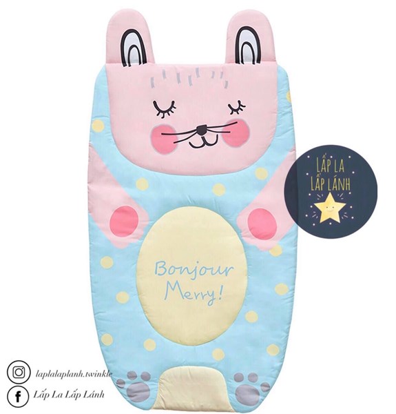 Bonitabebe Nệm chống thấm Thỏ hồng 75x120cm