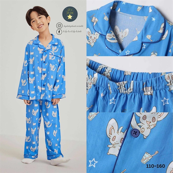 Spaokids Set pyjama SPPPF49KU2 dài tay cổ V