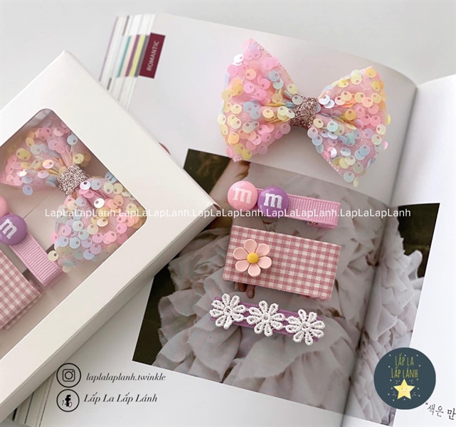 ReinaJ Set kẹp nơ nhung A21