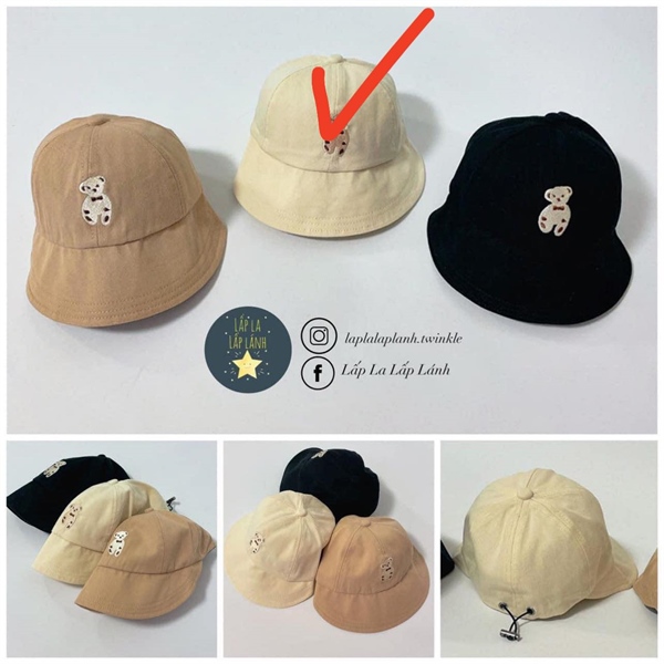 Rangubebe Nón cói thêu gấu Beige