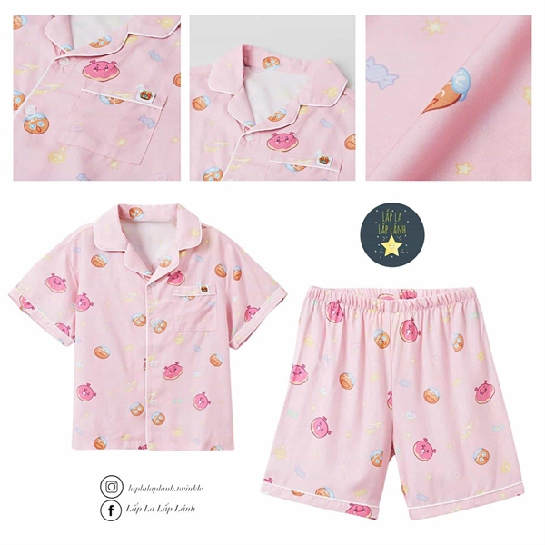 Spaokids Pyjama SPPPE38KU1 hồng cổ V tay ngắn size 140