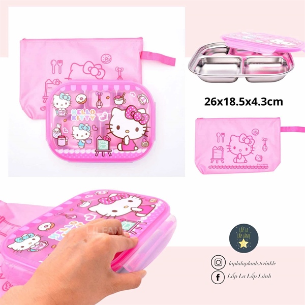 Lilfant Khay ăn 5 ngăn Hello Kitty kèm túi đựng